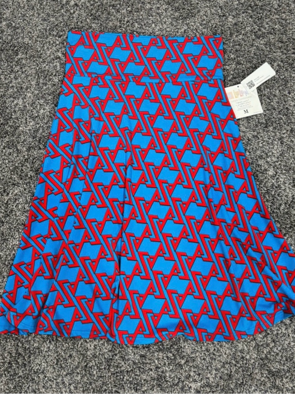 Bright LulaRoe Blue & Red Patterned A-Line Women's Skirt